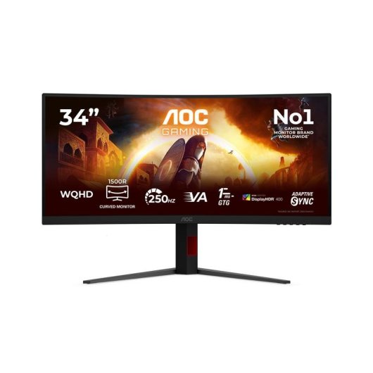 Monitor AOC G4 Gaming CU34G4ZCA 34" UltraWide QHD 240Hz Fast VA Curvo HDR400 Ajuste altura