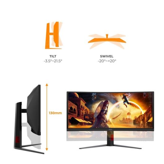 Monitor AOC G4 Gaming CU34G4ZCA 34" UltraWide QHD 240Hz Fast VA Curvo HDR400 Ajuste altura