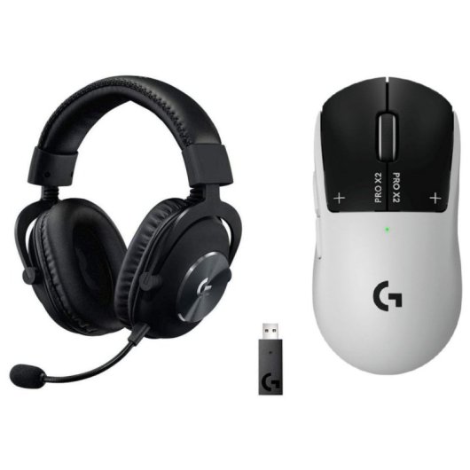 Logitech PRO X2 SUPERSTRIKE inalámbrico 44000 DPI blanco háptico LIGHTSPEED + G Pro X Auriculares Gaming Inalámbricos con Lightspeed Negros