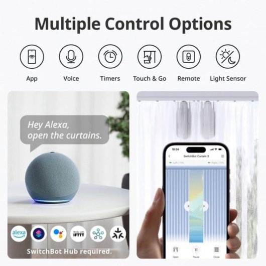 Hub domotico SwitchBot Curtain 3 Bluetooth con Alexa, Google Assistant e Siri