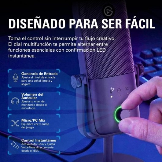 Micrófono Elgato Wave:3 MK.2 USB cardioide con DSP integrado y Clipguard 2.0