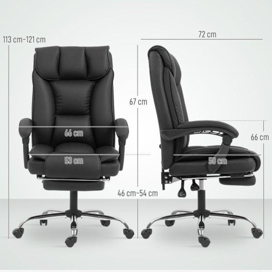 Silla de oficina ergonómica Rolipo reclinable con reposapiés giratoria 360° negra