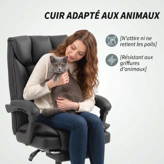Silla de oficina ergonómica Rolipo reclinable con reposapiés giratoria 360° negra