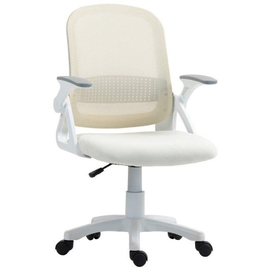 Silla de oficina ergonómica Rolipo con reposabrazos plegables y altura regulable blanca