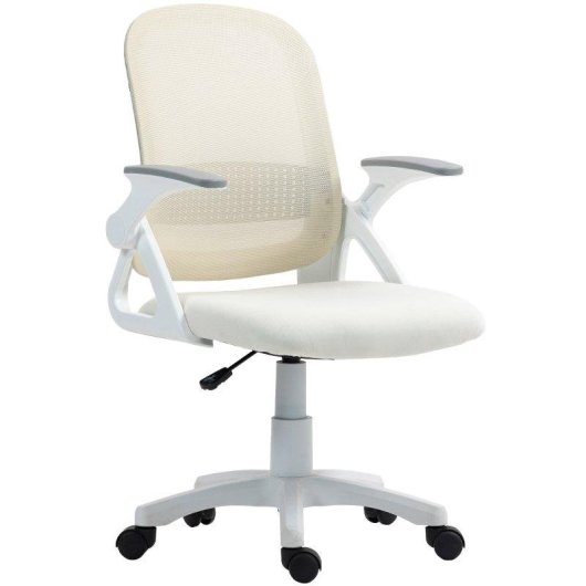 Silla de oficina ergonómica Rolipo con reposabrazos plegables y altura regulable blanca