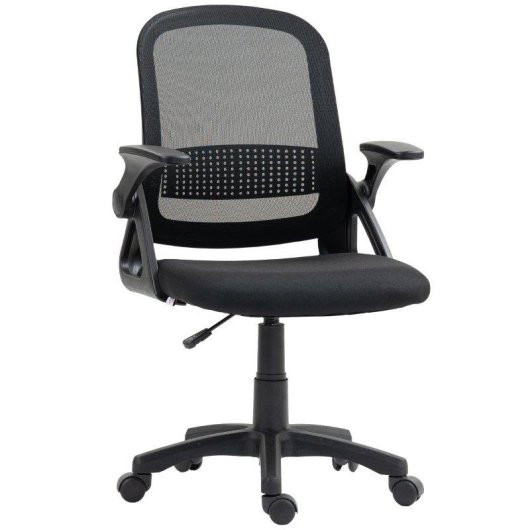 Silla Giratoria Ergonómica Rolipo con Reposabrazos Abatibles y Soporte Lumbar Negra