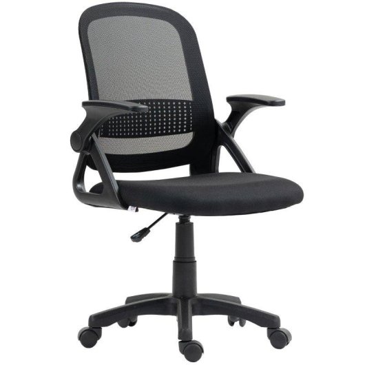Silla Giratoria Ergonómica Rolipo con Reposabrazos Abatibles y Soporte Lumbar Negra