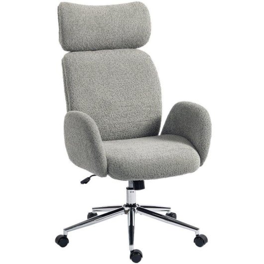 Silla de oficina Rolipo ergonómica con reposacabezas ajustable, función de balanceo y altura ajustable gris oscuro