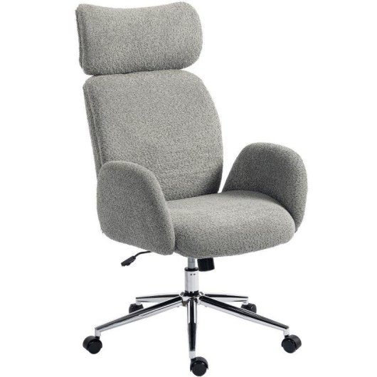 Silla de oficina Rolipo ergonómica con reposacabezas ajustable, función de balanceo y altura ajustable gris oscuro