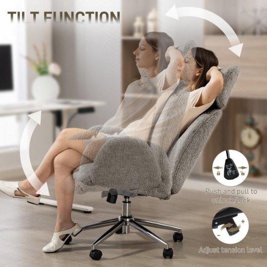 Silla de oficina Rolipo ergonómica con reposacabezas ajustable, función de balanceo y altura ajustable gris oscuro