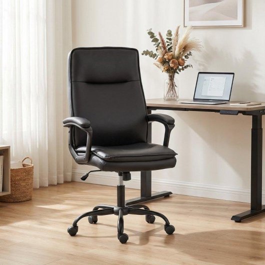 Silla de oficina ergonómica Rolipo altura regulable balanceo 360° negro