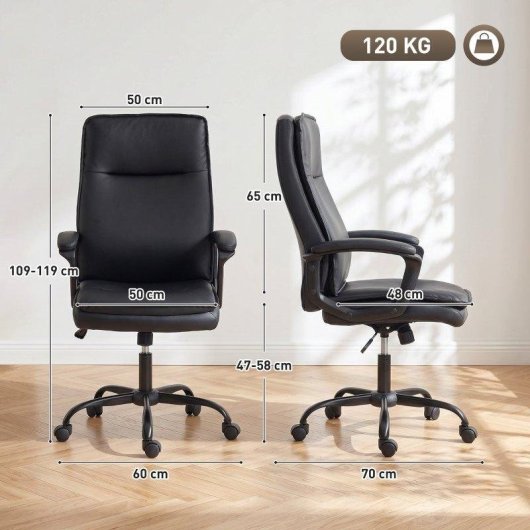 Silla de oficina ergonómica Rolipo altura regulable balanceo 360° negro