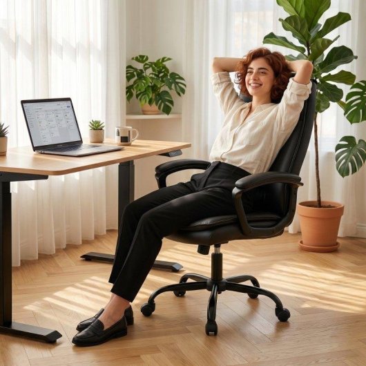 Silla de oficina ergonómica Rolipo altura regulable balanceo 360° negro