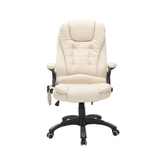 Silla de Oficina con Masaje Rolipo Altura Ajustable 6 Puntos PU Beige