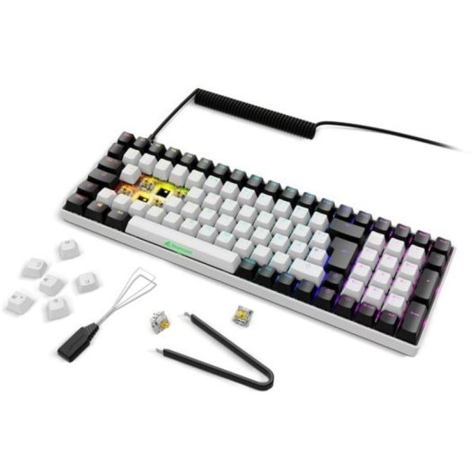 Teclado Sharkoon SGK50 S2 mecânico gaming com switches Gateron Yellow e RGB alemão