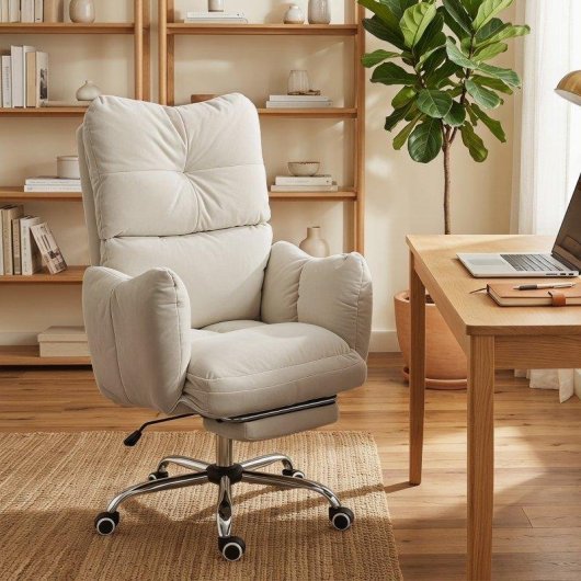 Silla de Oficina Rolipo con Reposapiés, Giratoria Ergonómica con Función de Balanceo