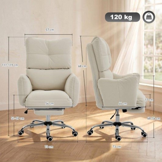 Silla de Oficina Rolipo con Reposapiés, Giratoria Ergonómica con Función de Balanceo