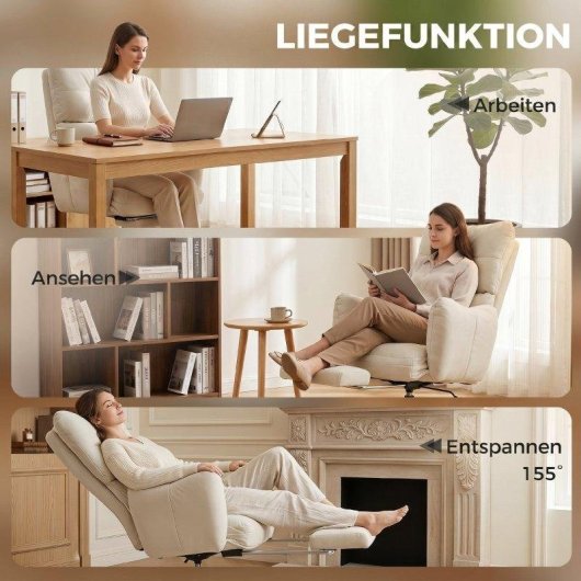 Silla de Oficina Rolipo con Reposapiés, Giratoria Ergonómica con Función de Balanceo