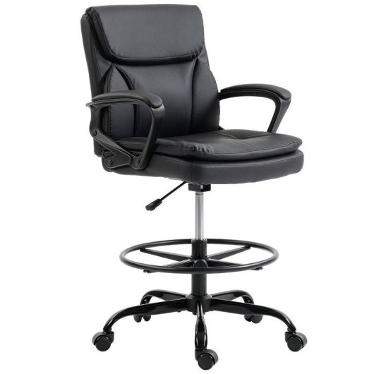 Silla de oficina ergonómica Rolipo con altura y reposapiés ajustables negra