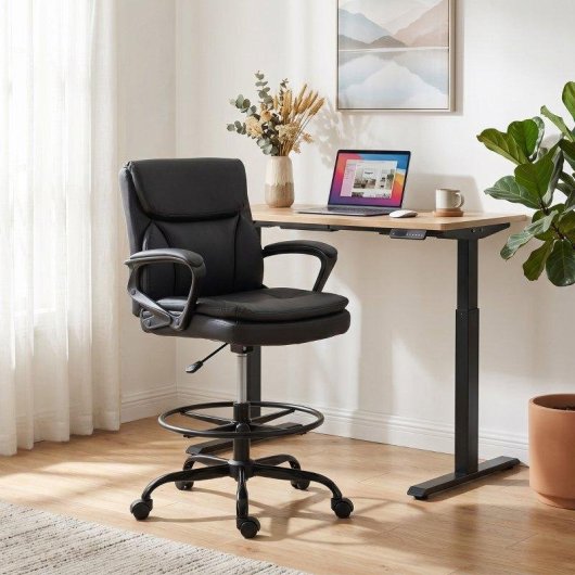 Silla de oficina ergonómica Rolipo con altura y reposapiés ajustables negra