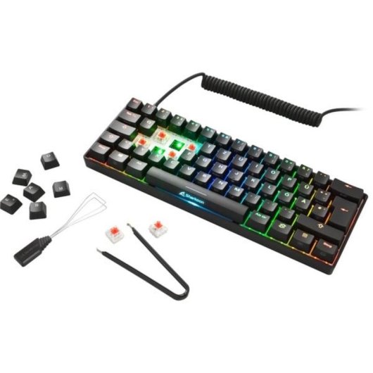 Teclado Sharkoon SGK50 S4 compacto 60% com switches Kailh Red e RGB AZERTY francês