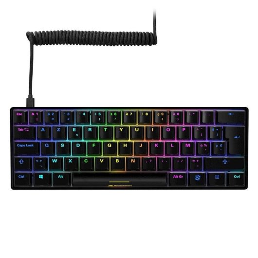 Teclado Sharkoon SGK50 S4 compacto 60% com switches Kailh Red e RGB AZERTY francês