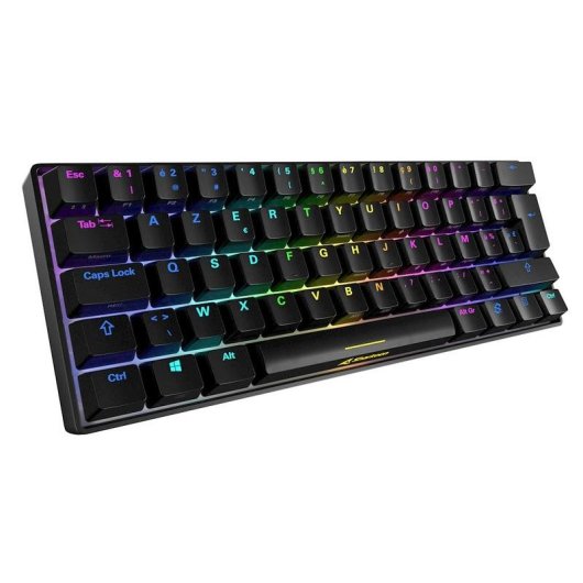 Teclado Sharkoon SGK50 S4 compacto 60% com switches Kailh Red e RGB AZERTY francês