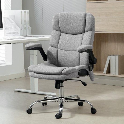 Silla de oficina ergonómica Rolipo con masaje y calefacción, altura ajustable y función de balanceo gris