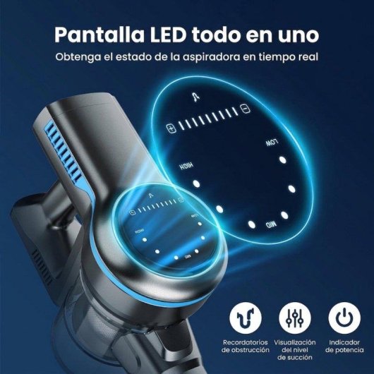 Aspiradora sin Cable Rolipo S7p 265W 26 kPa 45 min Autosoportada LED HEPA