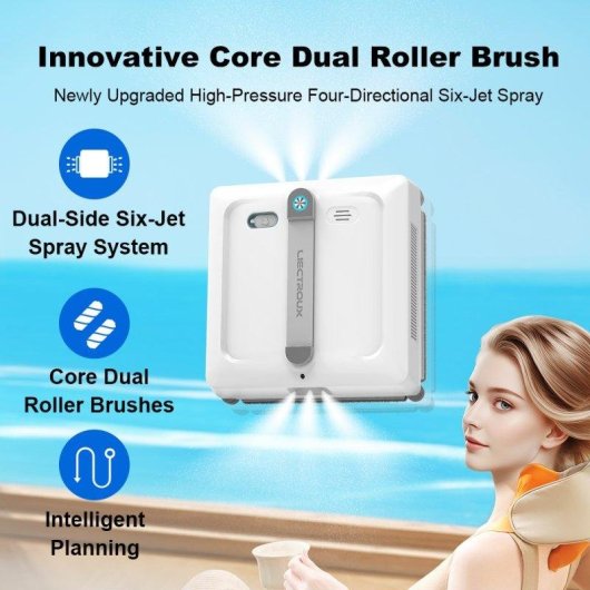 Robot Puliscristalli Rolipo S9 con Aspirazione 9000 Pa e Rilevamento Intelligente Bordi