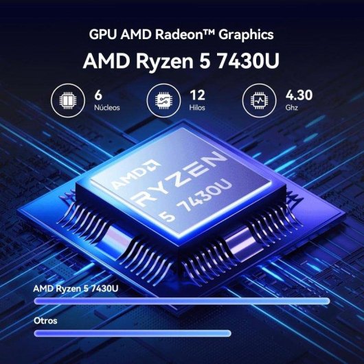 Portátil Micrear UL1561 15,6" AMD Ryzen 5 7430U 16GB 512GB SSD Radeon Vega 7 Windows 11 Pro