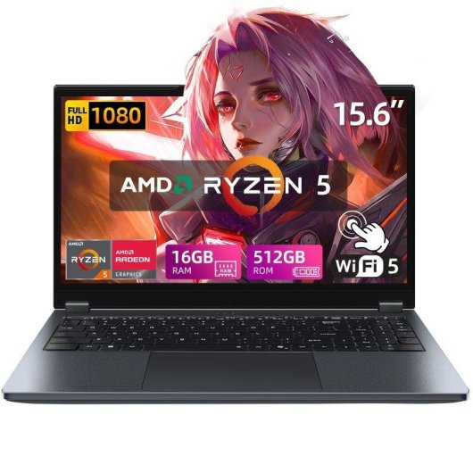 Portátil Micrear UL1561 15,6" AMD Ryzen 5 7430U 16GB Radeon Vega 7 512GB SSD Windows 11 Pro teclado retroiluminado