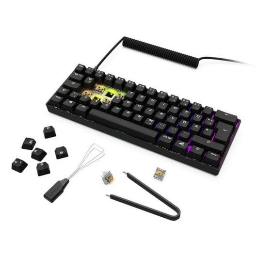 Teclado Sharkoon SKILLER SGK50 S4 Gen2 mecánico compacto con switches Gateron Yellow y RGB alemán
