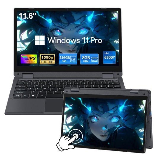 Portatile Micrear Convertibile 11.6" Intel 6500Y 8GB 256GB SSD UHD 615 Windows 11 Pro