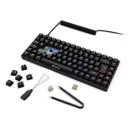 Teclado Sharkoon SGK50 S3 mecânico gaming switches Gateron Yellow RGB alemão