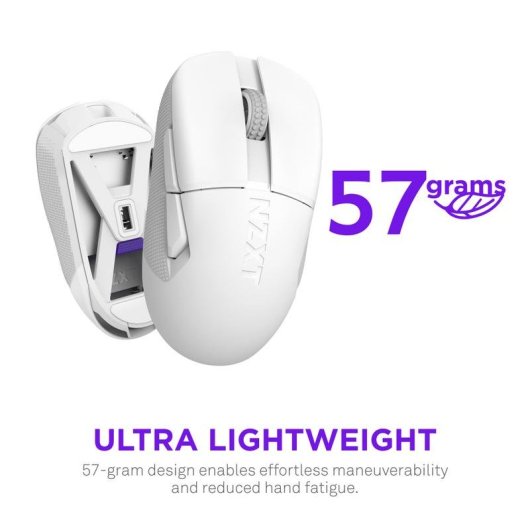 Mouse NZXT MS-101NW-02 wireless 26000 DPI bianco 6 tasti ricaricabile