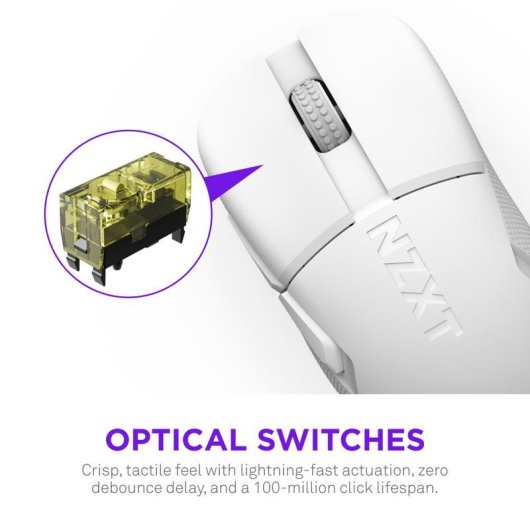 Mouse NZXT MS-101NW-02 wireless 26000 DPI bianco 6 tasti ricaricabile