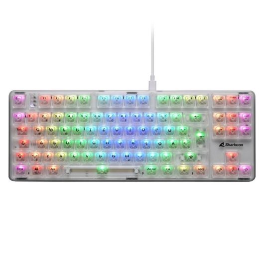 Teclado Sharkoon Crystal Shark mecánico compacto con RGB y conexión dual alemán