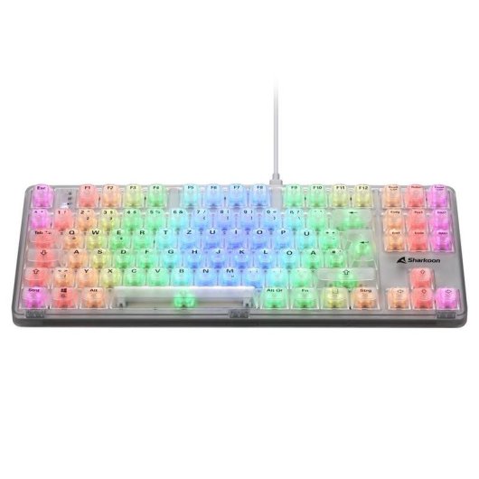 Teclado Sharkoon Crystal Shark mecánico compacto con RGB y conexión dual alemán