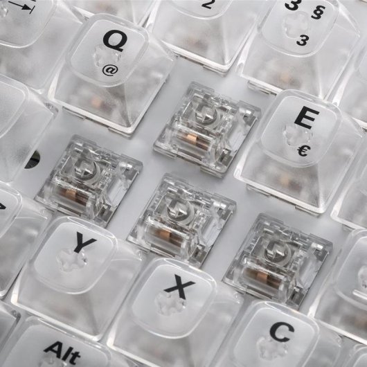 Teclado Sharkoon Crystal Shark mecánico compacto con RGB y conexión dual alemán