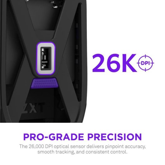 Mouse NZXT MS-101NB-01 RF wireless 26000 DPI Nero 6 Pulsanti
