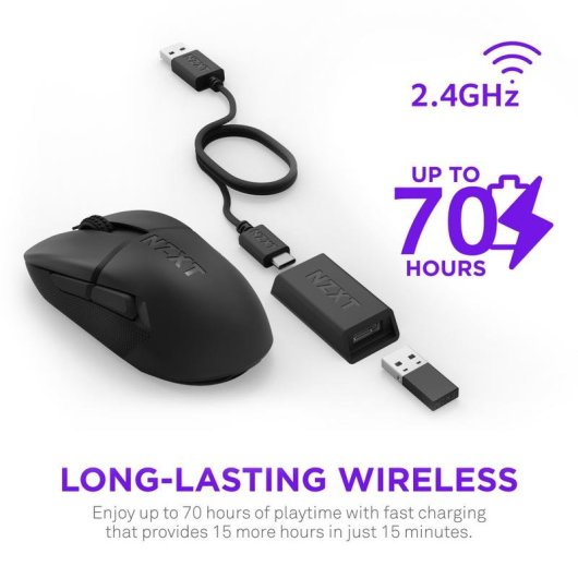 Mouse NZXT MS-101NB-01 RF wireless 26000 DPI Nero 6 Pulsanti