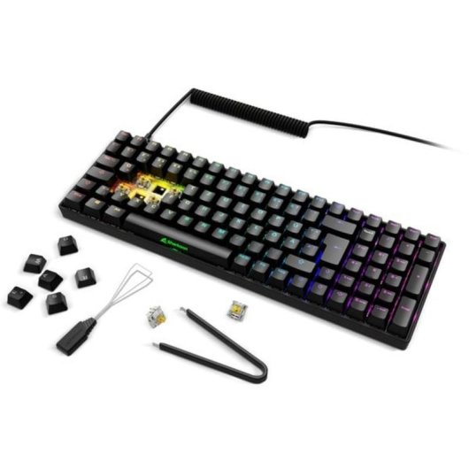 Teclado mecânico gaming Sharkoon SGK50 S2 switches Gateron Yellow compacto QWERTZ alemão RGB