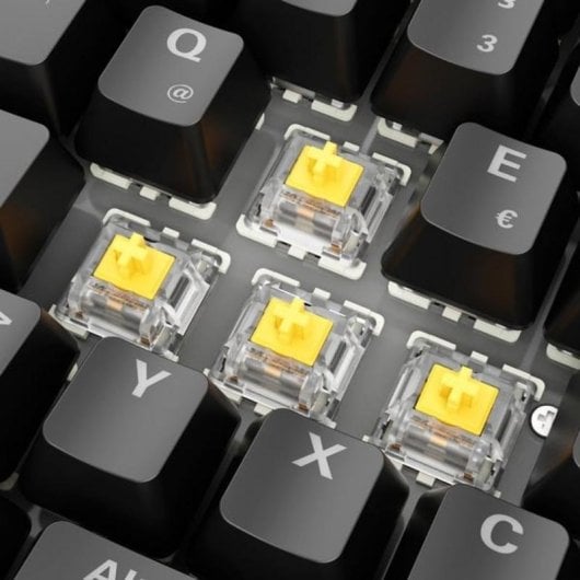 Teclado mecânico gaming Sharkoon SGK50 S2 switches Gateron Yellow compacto QWERTZ alemão RGB
