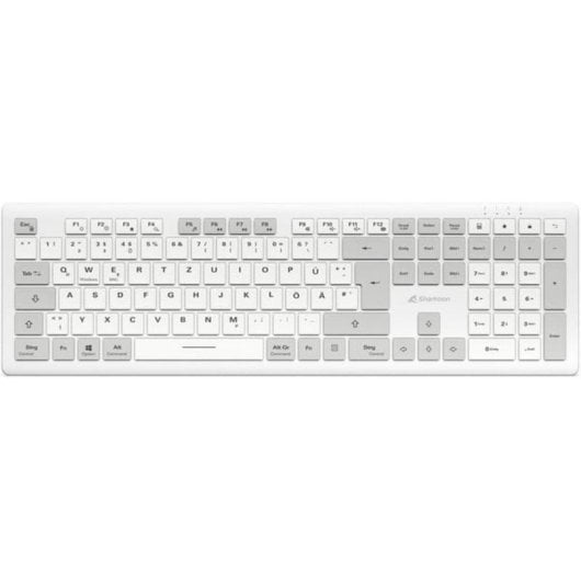 Teclado Sharkoon OfficePal K30W sem fios branco com switch tesoura alemão QWERTZ