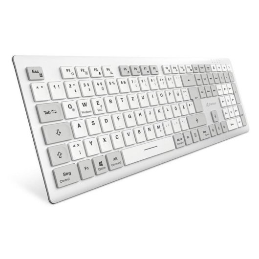Teclado Sharkoon OfficePal K30W sem fios branco com switch tesoura alemão QWERTZ