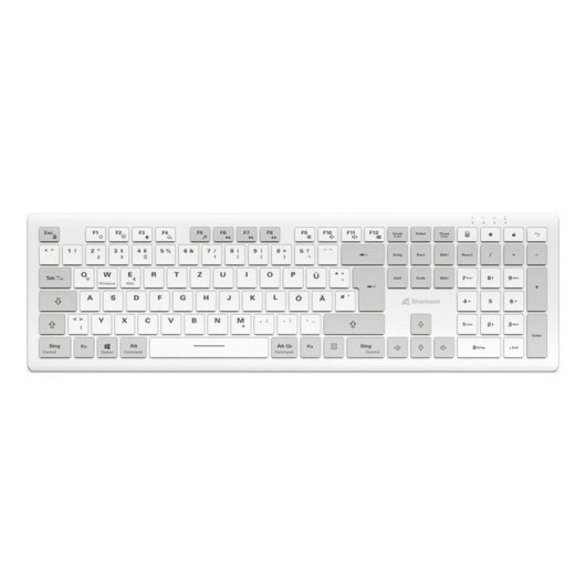 Teclado Sharkoon OfficePal K30W sem fios branco com switch tesoura alemão QWERTZ
