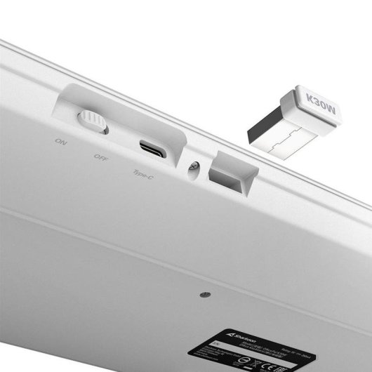 Teclado Sharkoon OfficePal K30W sem fios branco com switch tesoura alemão QWERTZ