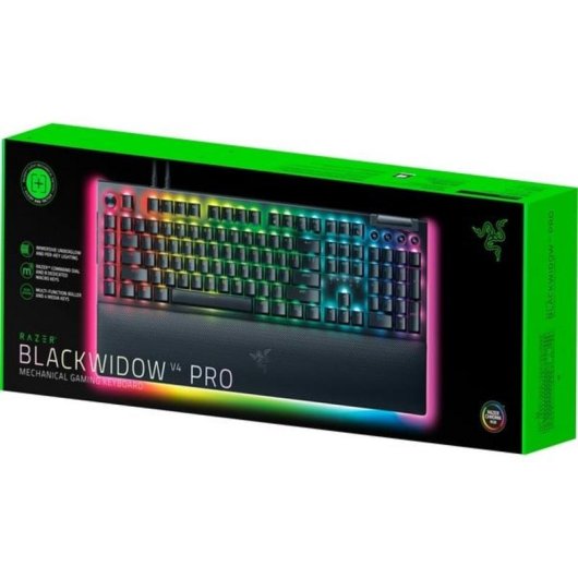 Teclado Razer BlackWidow V4 Pro mecánico con switches verdes y RGB