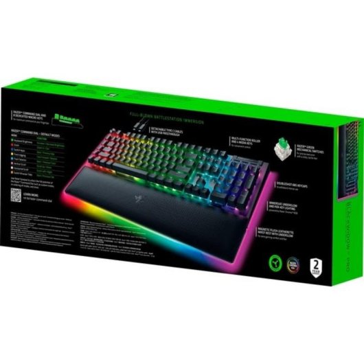 Teclado Razer BlackWidow V4 Pro mecánico con switches verdes y RGB